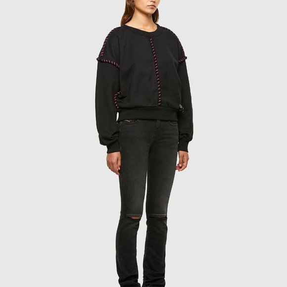 Diesel Black Cotton Pink Rope Sweatshirt F-Twister Size Medium Metal Tag Detail - Picture 5 of 11